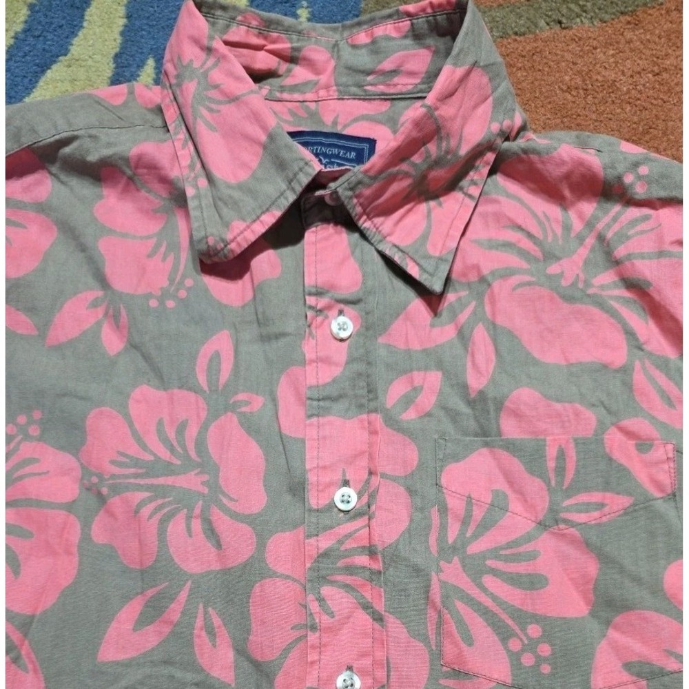 Hollister Men's L Long Sleeve Hawaiian Button Up Y2K Beach Surfer Skate Vintage